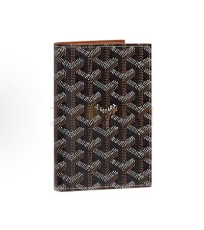 GOYARD BIFOLD CARD HOLDER WALLET BROWN &AMP; BLACK GOYARDINE CANVAS LEATHER MASTER QUALITY