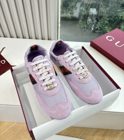 GUCCI ACE SNEAKERS WOMEN WHITE SUEDE LEATHER GG CANVAS SIZE 35-40 MASTER QUALITY - 35