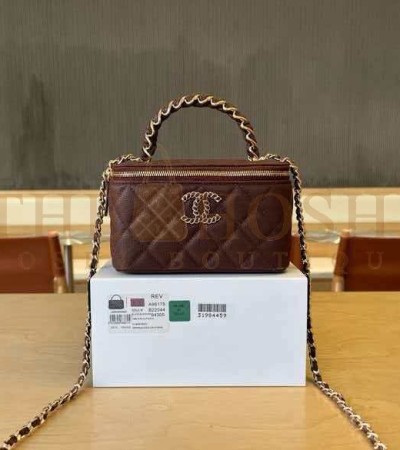 CHANEL TOP HANDLE MINI BAG 17CM LAMBSKIN BLACK/GOLD HARDWARE MASTER QUALITY